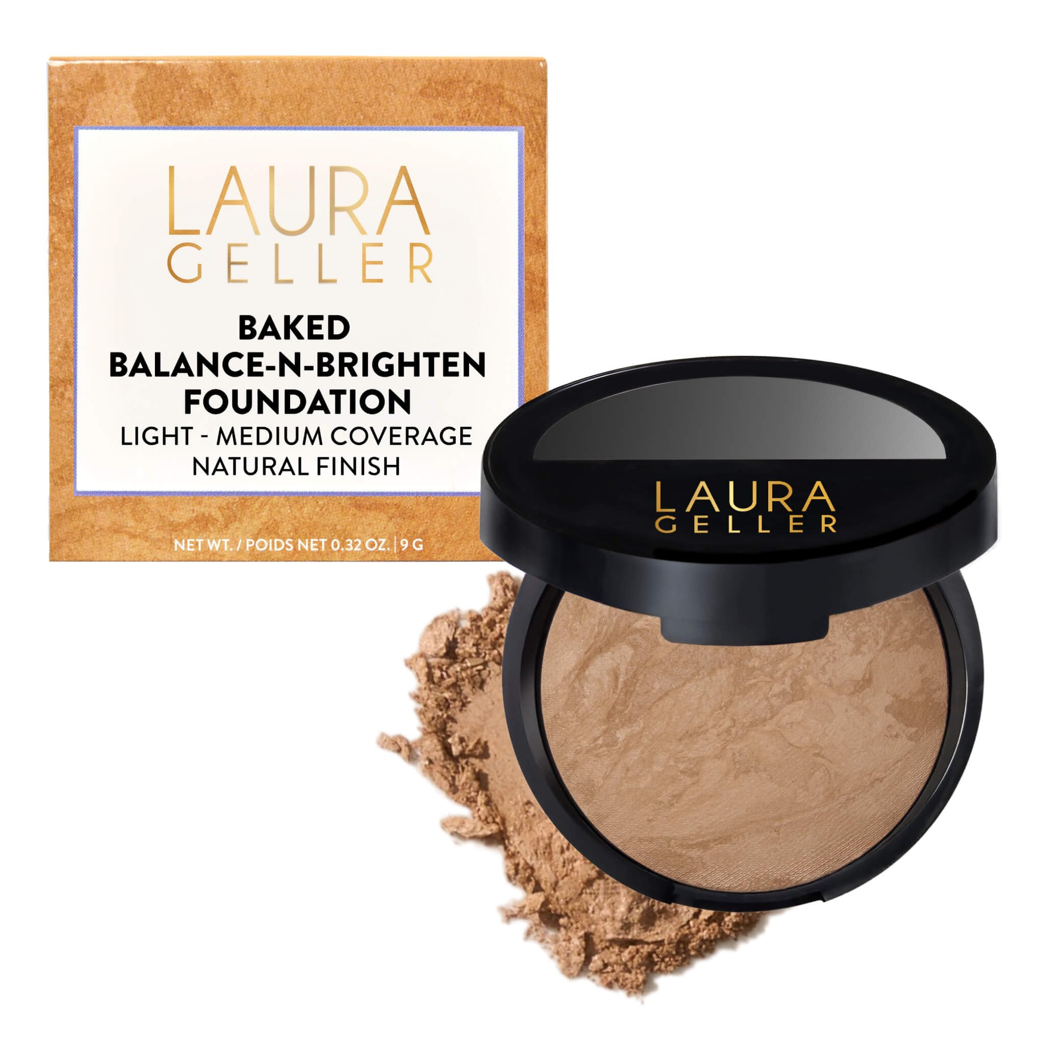 LAURA GELLER NEW YORK Award-Winning Baked Balance-n-Brighten Color Correcting Powder Foundation - Fair - Buildable Light to Medium Coverage - Demi-Matte Natural Finish