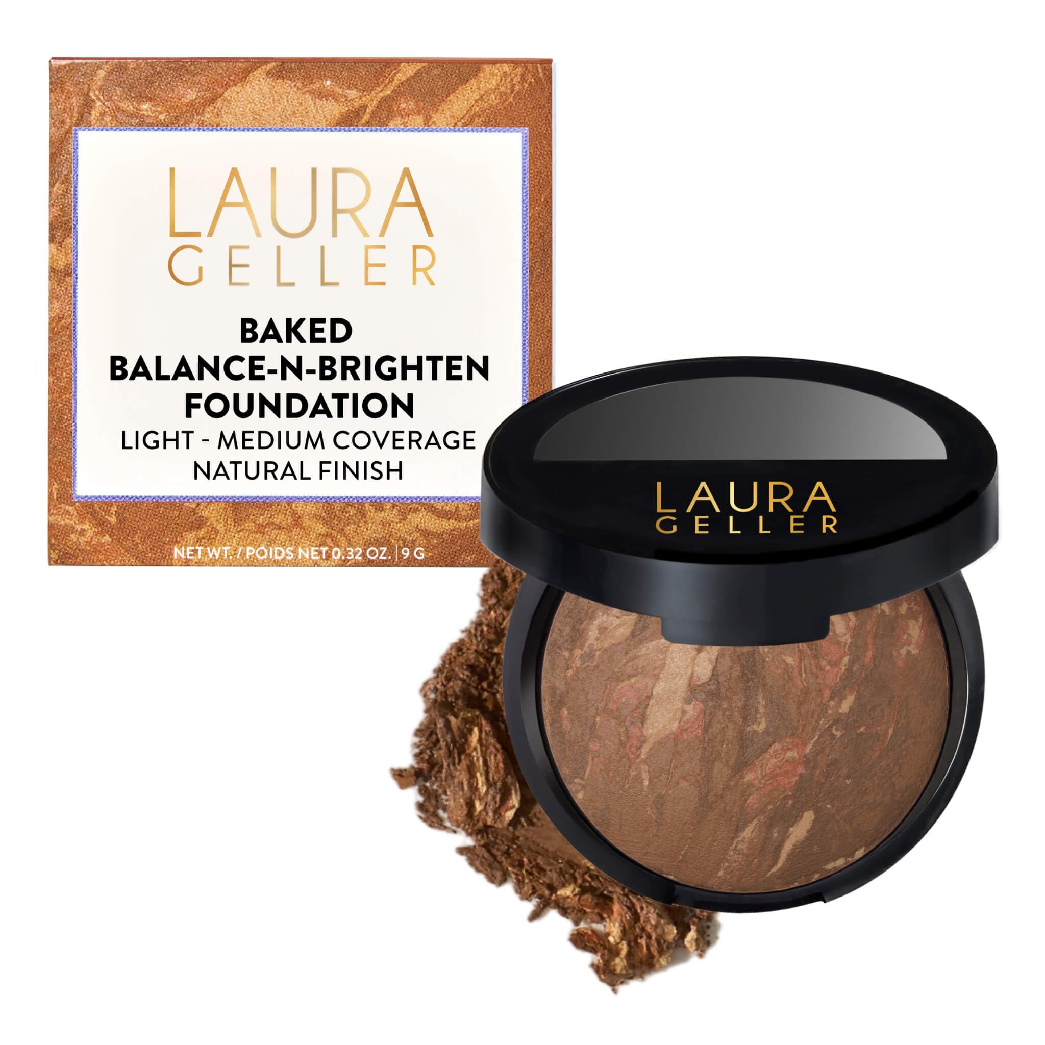 LAURA GELLER NEW YORK Award-Winning Baked Balance-n-Brighten Color Correcting Powder Foundation - Fair - Buildable Light to Medium Coverage - Demi-Matte Natural Finish