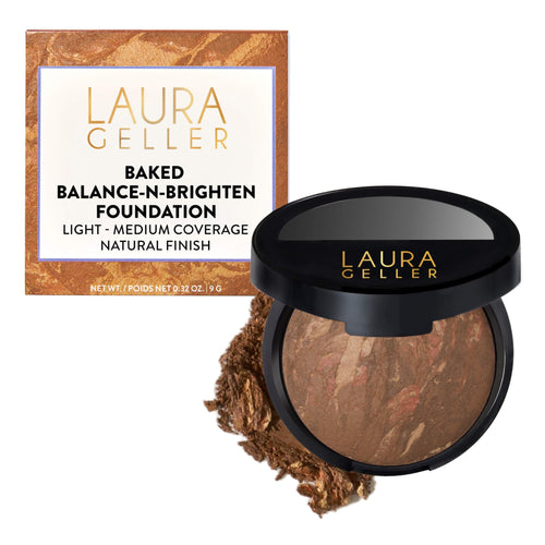 LAURA GELLER NEW YORK Award-Winning Baked Balance-n-Brighten Color Correcting Powder Foundation - Fair - Buildable Light to Medium Coverage - Demi-Matte Natural Finish