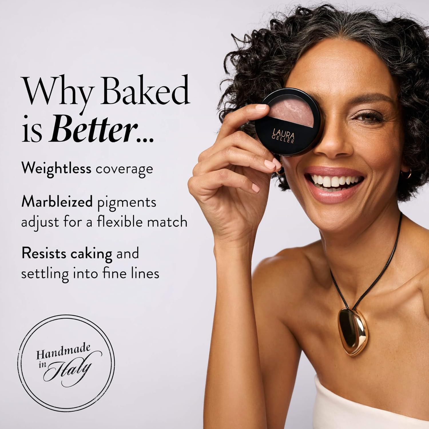 LAURA GELLER NEW YORK Award-Winning Baked Balance-n-Brighten Color Correcting Powder Foundation - Fair - Buildable Light to Medium Coverage - Demi-Matte Natural Finish