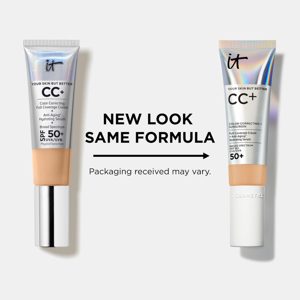 IT Cosmetics CC+ Cream - Natural Full Coverage Foundation With SPF 50+, Color Corrector & Anti-Aging Hydrating Serum, Hyaluronic Acid + Peptides, Lightweight Up To 24H Wear, All Skin Types