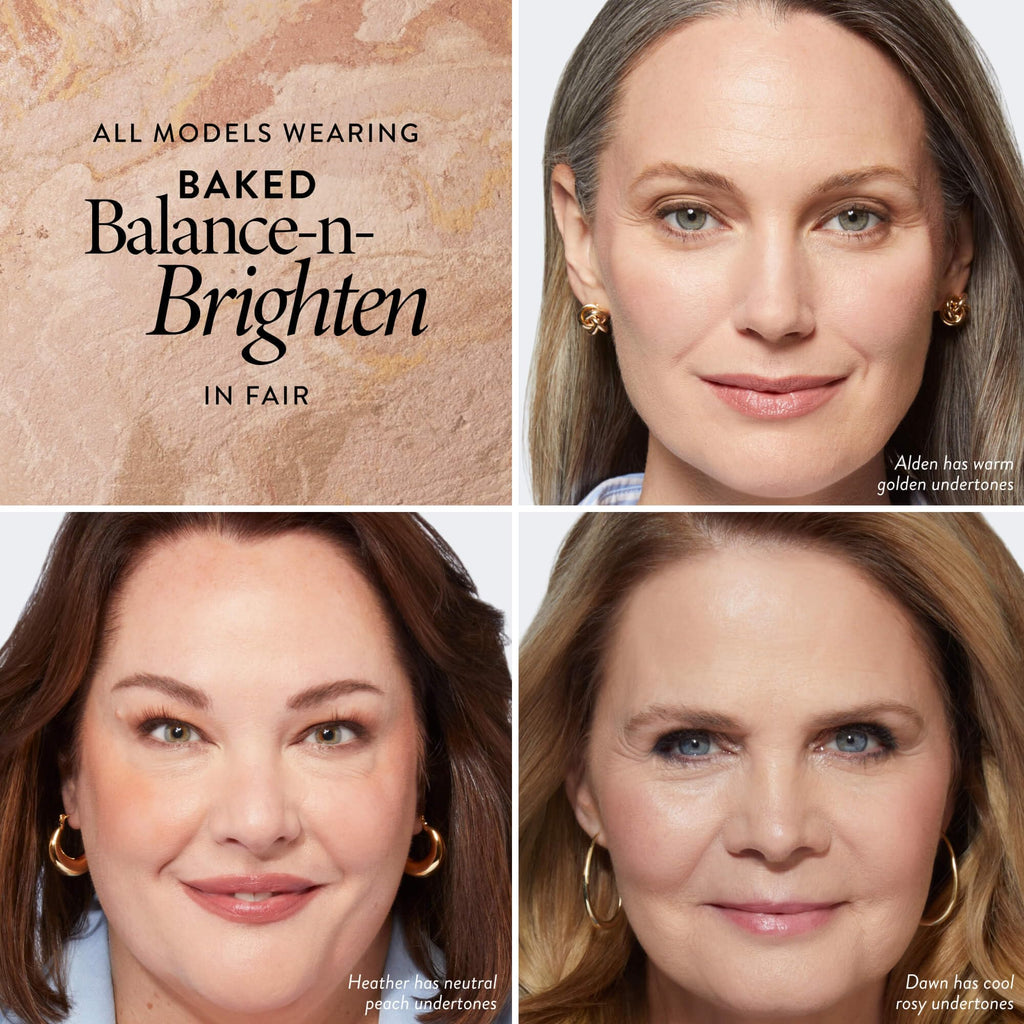 LAURA GELLER NEW YORK Award-Winning Baked Balance-n-Brighten Color Correcting Powder Foundation - Fair - Buildable Light to Medium Coverage - Demi-Matte Natural Finish